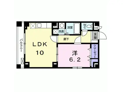 KOOZA麩屋町(1LDK/4階)の間取り写真