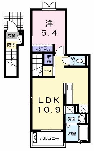 ヴィラモデルノ(1LDK/2階)の間取り写真