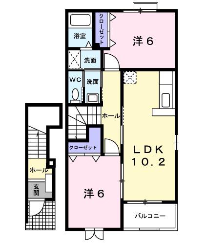 ラナップスクエア阿波座(2LDK/2階)の間取り写真