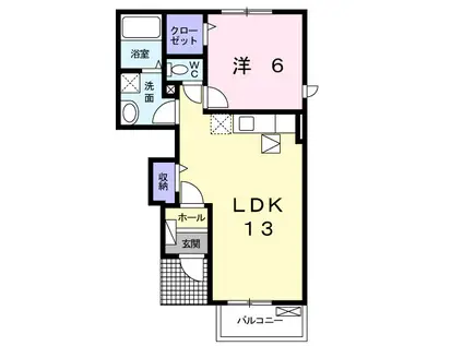 ユニゾン1(1LDK/1階)の間取り写真