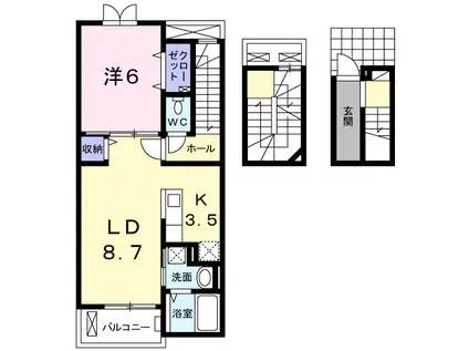 フィオーレ ピアッツァ(1LDK/3階)の間取り写真