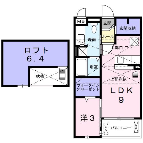 名鉄名古屋本線 妙興寺駅 徒歩20分 2階建 築17年(1LDK/2階)の間取り写真