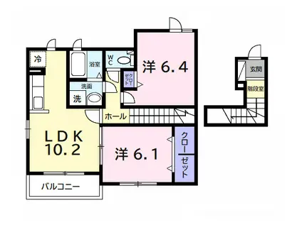 ライズアンドシャインⅡ(2LDK/2階)の間取り写真