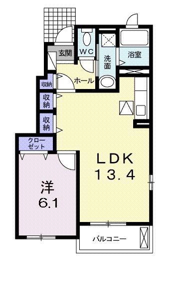 エーデル ミナミ 1(1LDK/1階)の間取り写真
