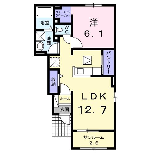 アルカンシエルⅠ(1LDK/1階)の間取り写真