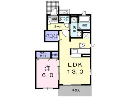IRIS(1LDK/1階)の間取り写真