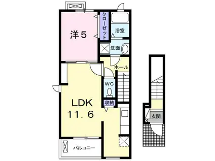 ラ・トゥールⅡ(1LDK/2階)の間取り写真