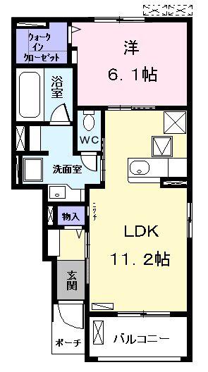 クラルス Ⅱ(1LDK/1階)の間取り写真