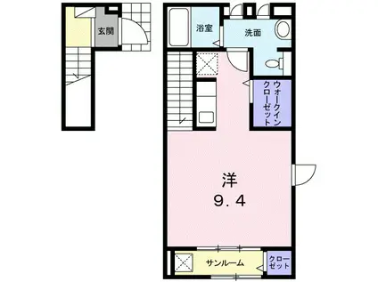 シャロー フィールドⅢ(ワンルーム/2階)の間取り写真