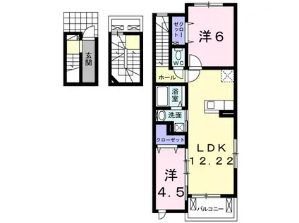 パピヨンⅡ(2LDK/3階)の間取り写真