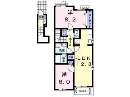 コンフォート(2LDK/2階)の間取り写真