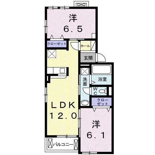 グラディート(2LDK/2階)の間取り写真