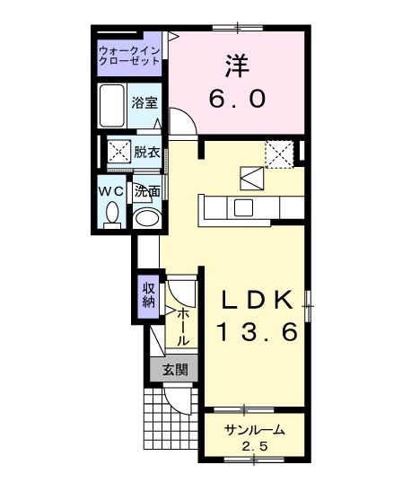 ビッグ・ツリー ⅡA(1LDK/1階)の間取り写真