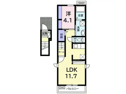 カルムグラースⅠ(1LDK/2階)の間取り写真