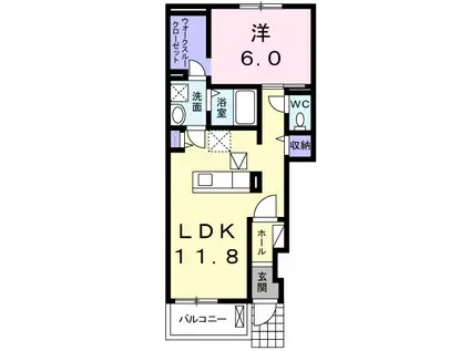 アルコイリス湘南(1LDK/1階)の間取り写真