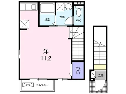 シャンテブリーズⅡ(ワンルーム/2階)の間取り写真