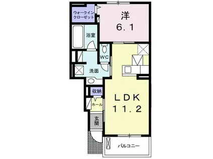 プランドールB(1LDK/1階)の間取り写真