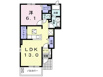パレ・ロザージュⅡ(1LDK/1階)の間取り写真