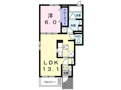 フォルトゥーナⅡ(1LDK/1階)の間取り写真