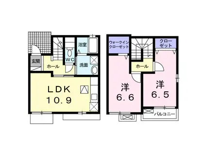パークサイドI(2LDK/1階)の間取り写真