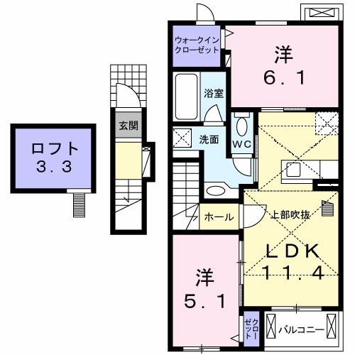 プリマヴェーラⅠ(2LDK/2階)の間取り写真