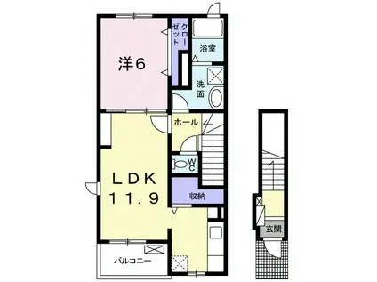 TOMSガーデン(1LDK/2階)の間取り写真