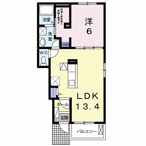 カシオペア(1LDK/1階)の間取り写真