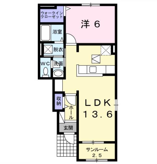 グランパール鹿嶋Ⅰ(1LDK/1階)の間取り写真