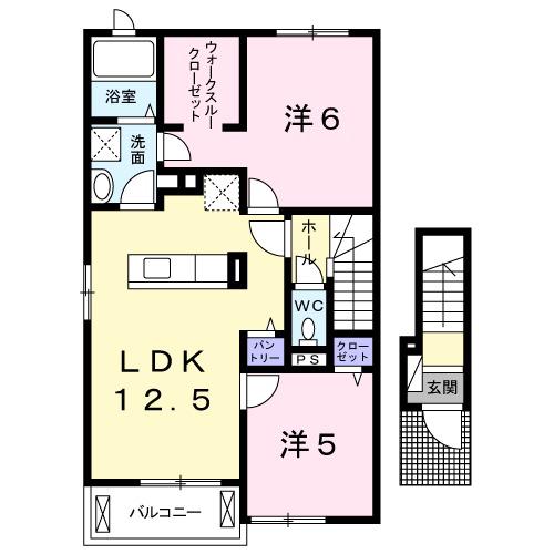 ESTATOI-Ⅰ(2LDK/2階)の間取り写真
