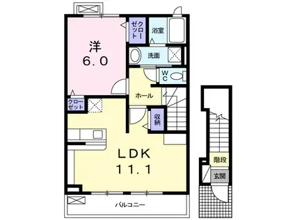 ロルバーン(1LDK/2階)の間取り写真