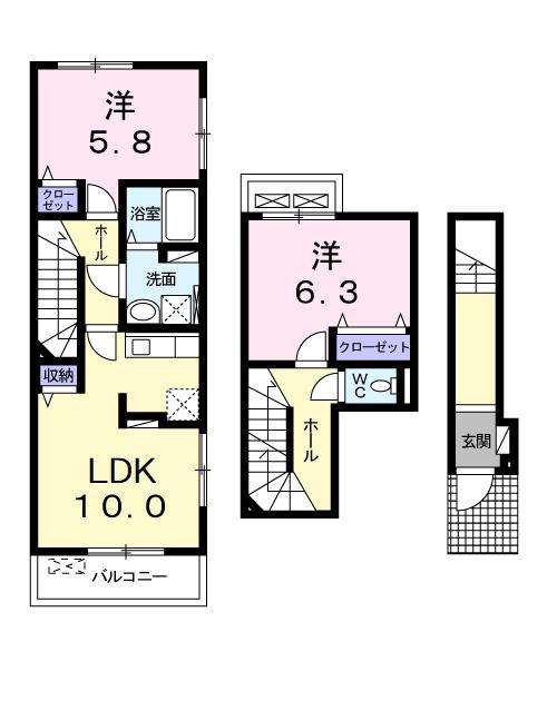 サンモール Ⅱ(2LDK/2階)の間取り写真