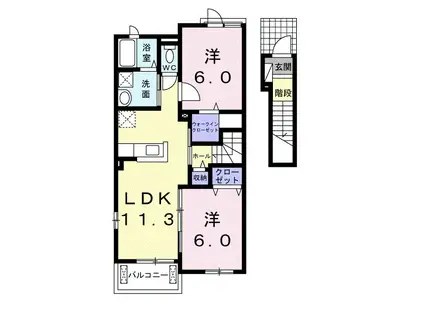 ラ メール デ ゼトワールⅠ(2LDK/2階)の間取り写真