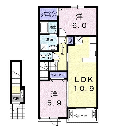 ラ メール デ ゼトワールⅡ(2LDK/2階)の間取り写真