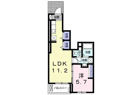 プラシードⅡ(1LDK/1階)の間取り写真