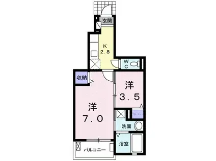 ユングランスⅡ(1SK/1階)の間取り写真