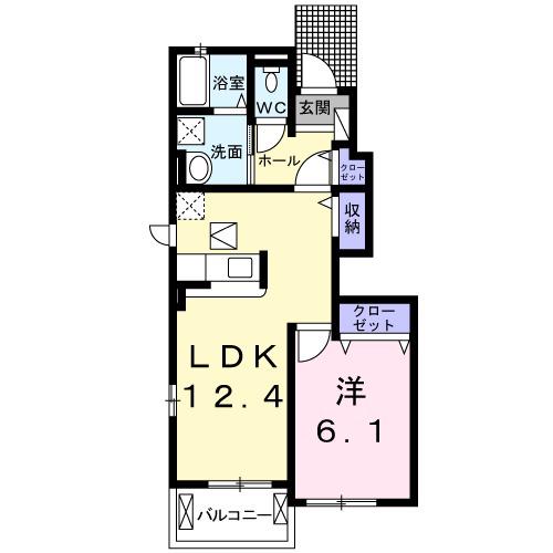 フィオーレ2016D(1LDK/1階)の間取り写真