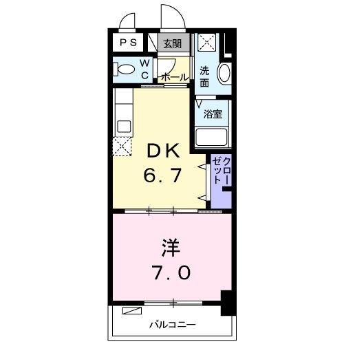 ピュアフォレスト2(1DK/4階)の間取り写真
