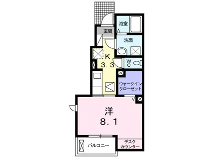 ソレイユ稲村ガ崎 Ⅱ(1K/1階)の間取り写真