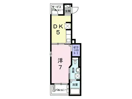 ラフォーレⅧ(1DK/2階)の間取り写真