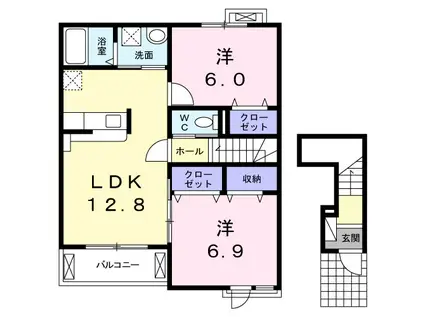 インサイドⅠ(2LDK/2階)の間取り写真
