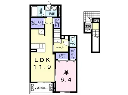 ティック リジェ翔Ⅰ(1LDK/2階)の間取り写真