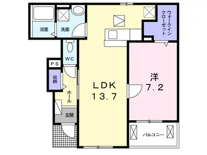 ニューグレイスⅣ(1LDK/1階)の間取り写真