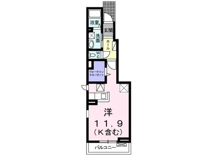プロスペール Ⅱ(ワンルーム/1階)の間取り写真