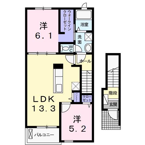 サンライトⅢ(2LDK/2階)の間取り写真