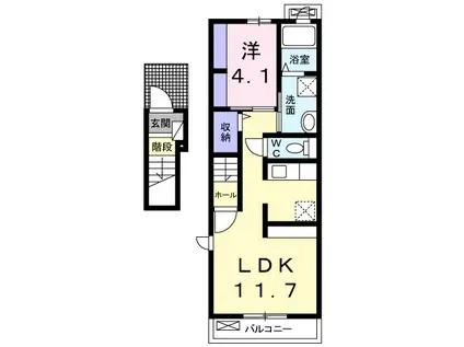 ルークス(1LDK/2階)の間取り写真