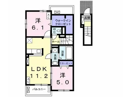 YK ヴィレッジⅤ(2LDK/2階)の間取り写真