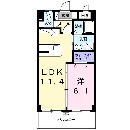 プラシードC.HⅡ(1LDK/3階)の間取り写真