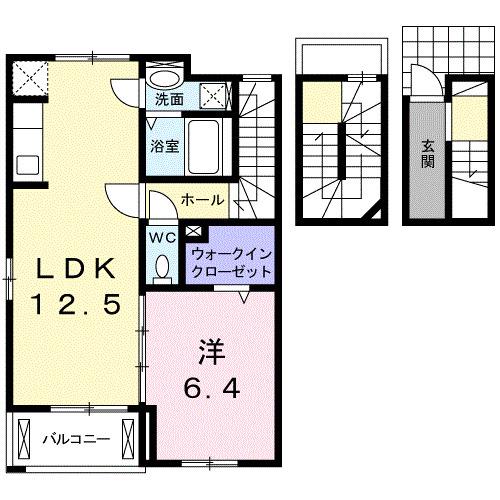 ラルーチェⅢ(1LDK/3階)の間取り写真