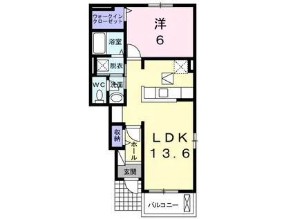 ハナサキハルズ(1LDK/1階)の間取り写真
