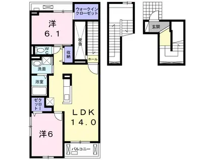 ミレ グランデ マウンテン(2LDK/3階)の間取り写真